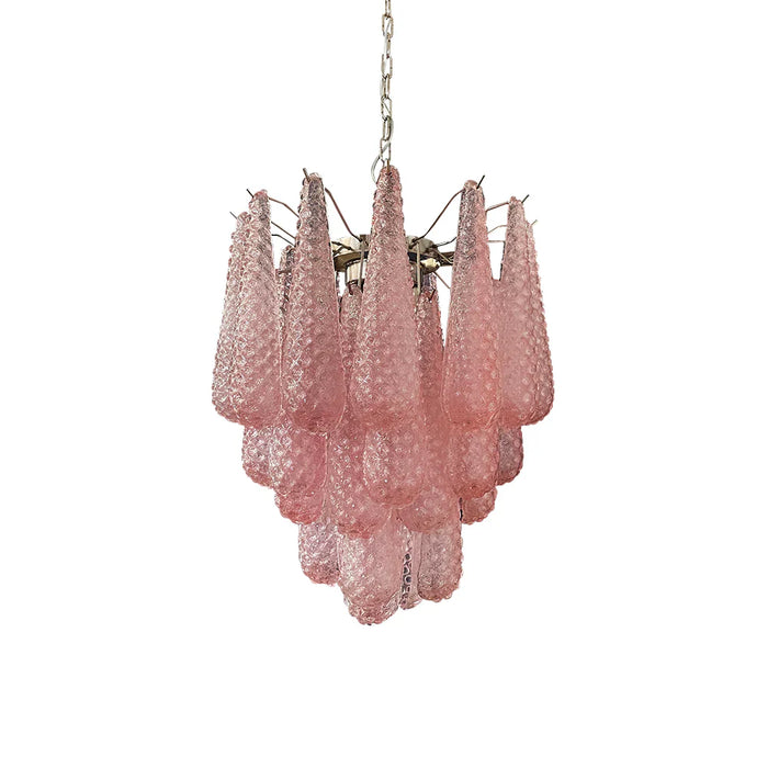 Vintage Murano Pink Glass Petals Chandelier-DWHOME