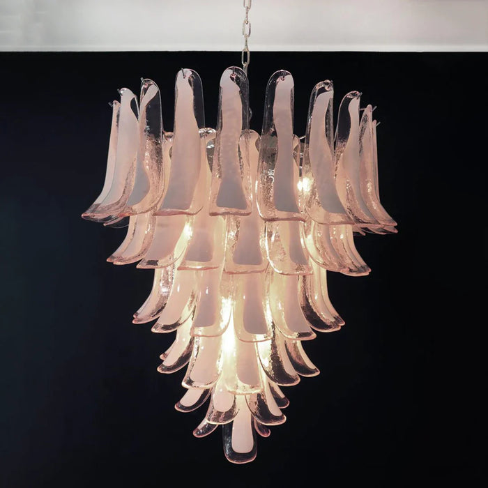 Vintage Murano Pink Glass Petals Chandelier