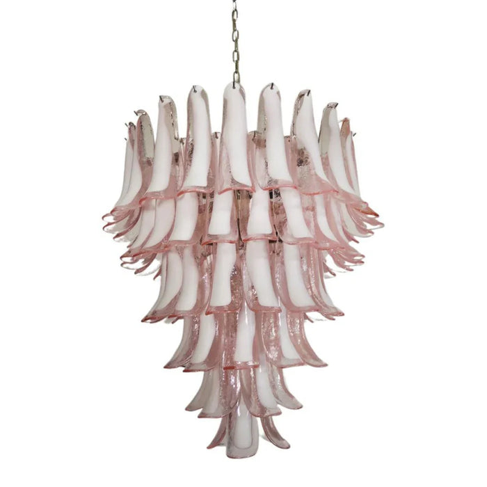 Vintage Murano Pink Glass Petals Chandelier