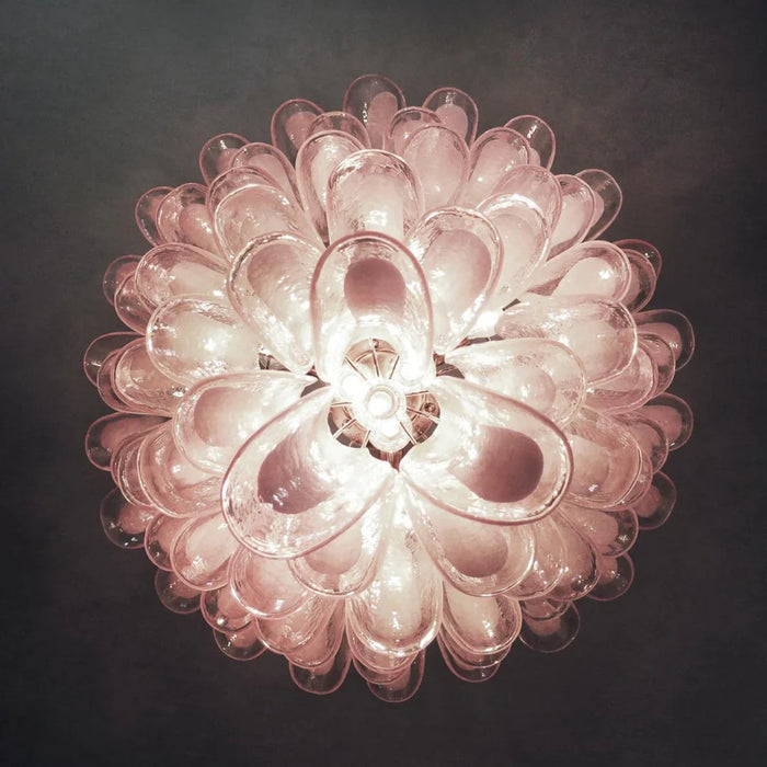 Vintage Murano Pink Glass Petals Chandelier