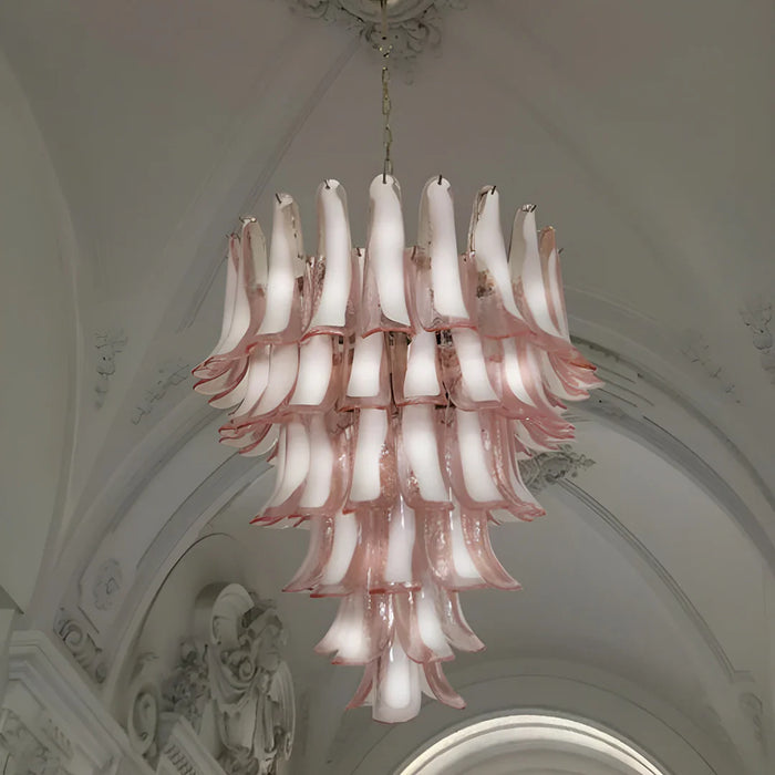 Vintage Murano Pink Glass Petals Chandelier