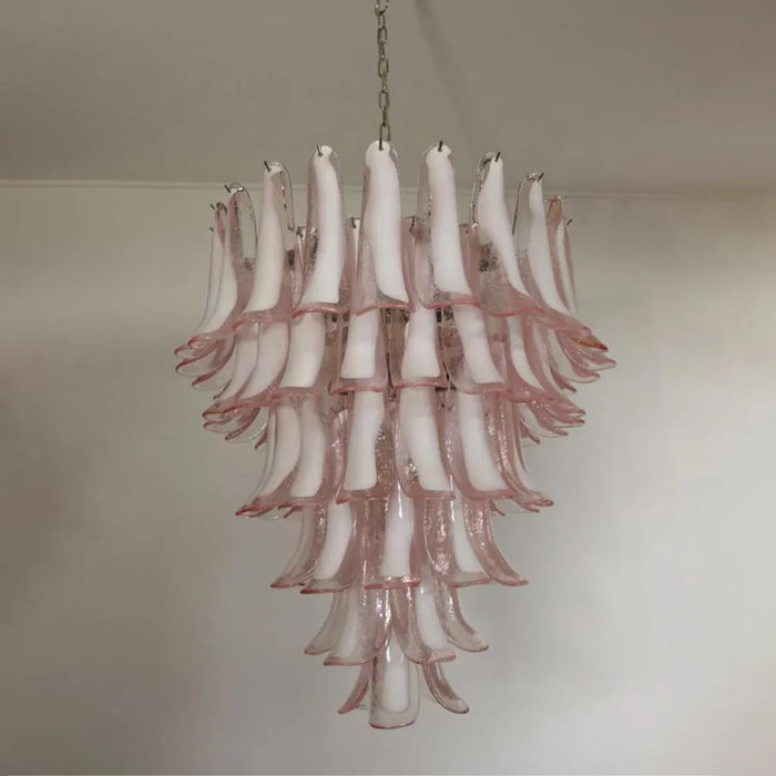 Vintage Murano Pink Glass Petals Chandelier