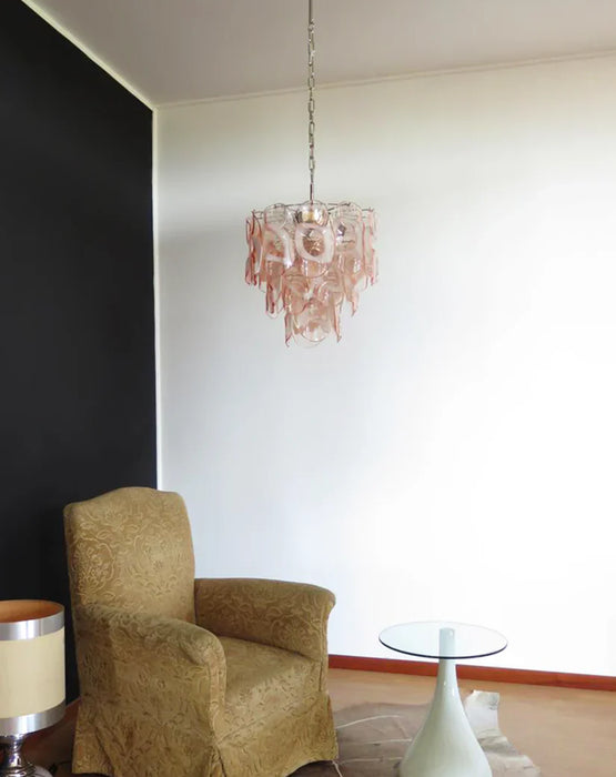 Vintage Murano Pink Glasses Chandelier