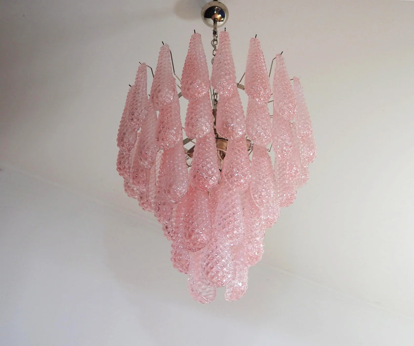 Vintage Murano Pink Petals Drop Glass Chandelier