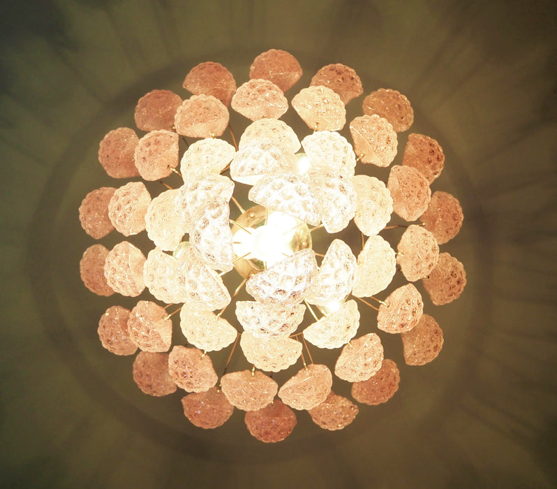 Vintage Murano Pink Petals Drop Glass Chandelier