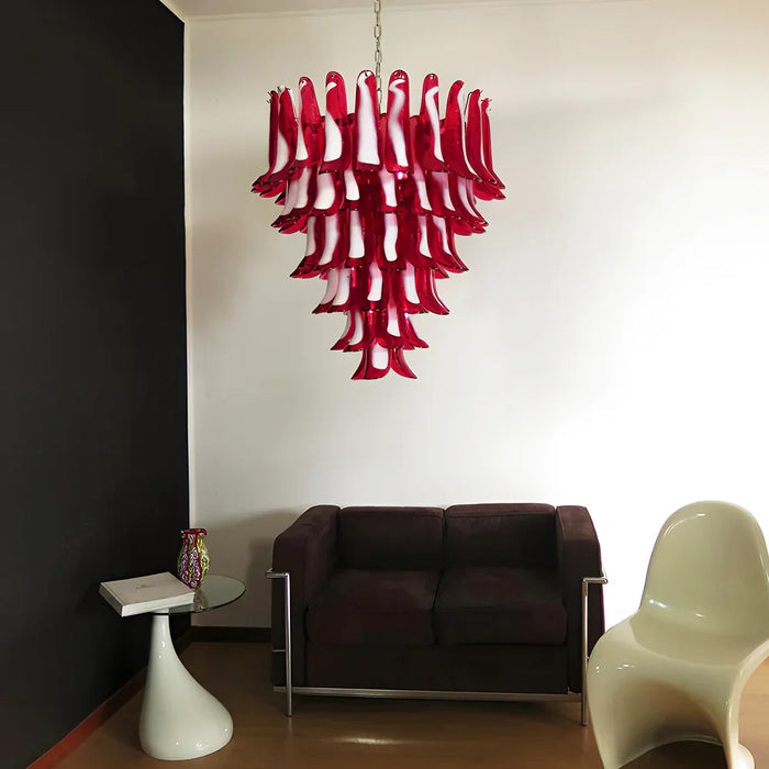 Vintage Murano Red Glass Petals Chandelier-DWHOME