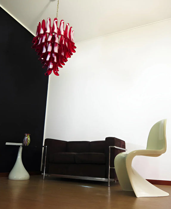 Vintage Murano Red Glass Petals Chandelier-DWHOME