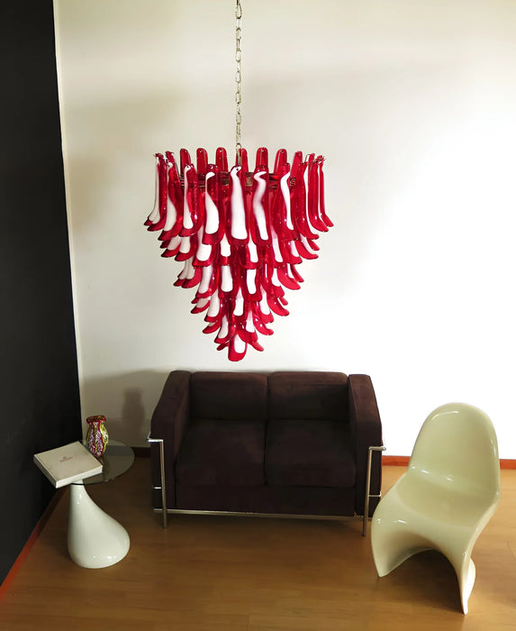 Vintage Murano Red Glass Petals Chandelier-DWHOME