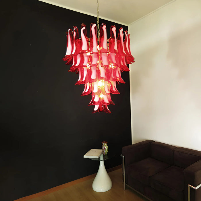 Vintage Murano Red Glass Petals Chandelier-DWHOME