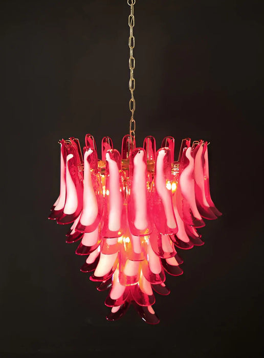 Vintage Murano Red Glass Petals Chandelier-DWHOME