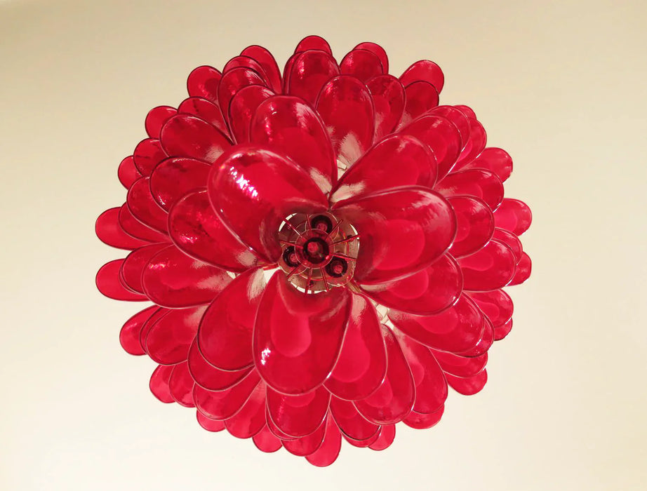 Vintage Murano Red Glass Petals Chandelier-DWHOME