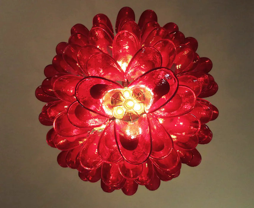 Vintage Murano Red Glass Petals Chandelier-DWHOME