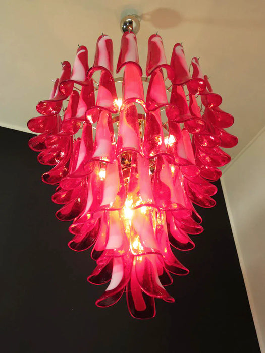 Vintage Murano Red Glass Petals Chandelier-DWHOME