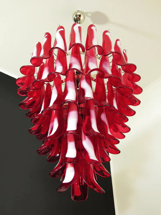 Vintage Murano Red Glass Petals Chandelier-DWHOME