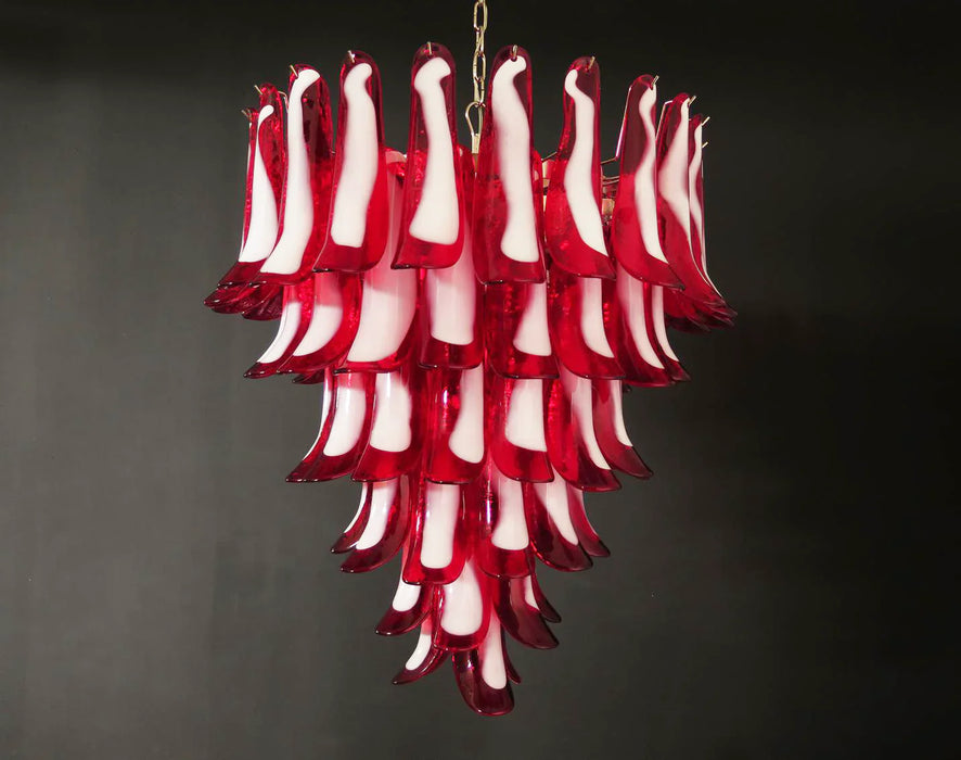 Vintage Murano Red Glass Petals Chandelier-DWHOME
