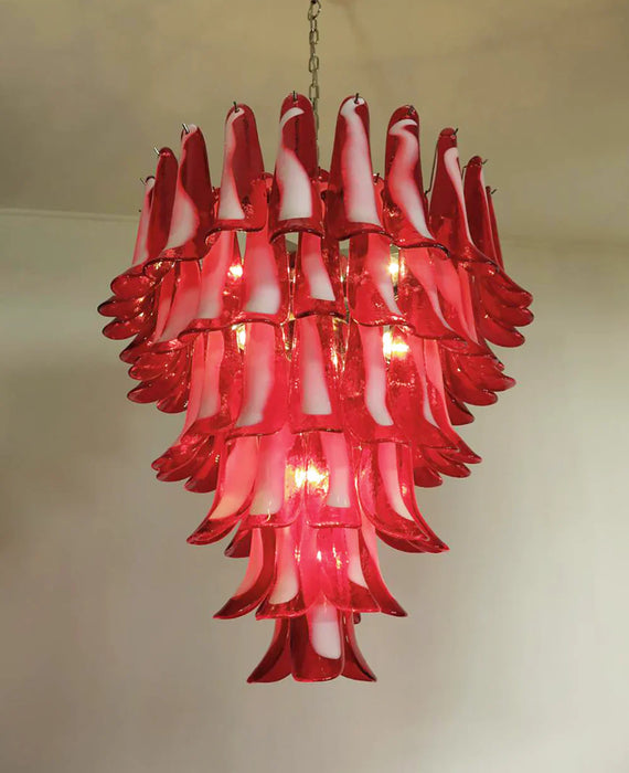 Vintage Murano Red Glass Petals Chandelier-DWHOME