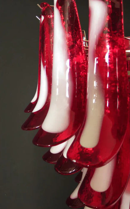 Vintage Murano Red Glass Petals Chandelier-DWHOME