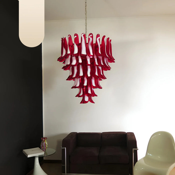 Vintage Murano Red Glass Petals Chandelier-DWHOME