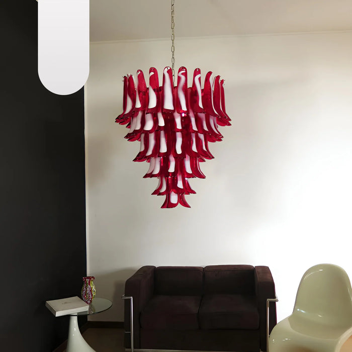 Vintage Murano Red Glass Petals Chandelier-DWHOME