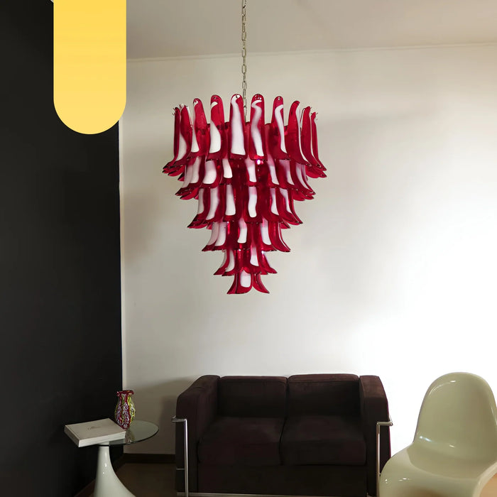 Vintage Murano Red Glass Petals Chandelier-DWHOME