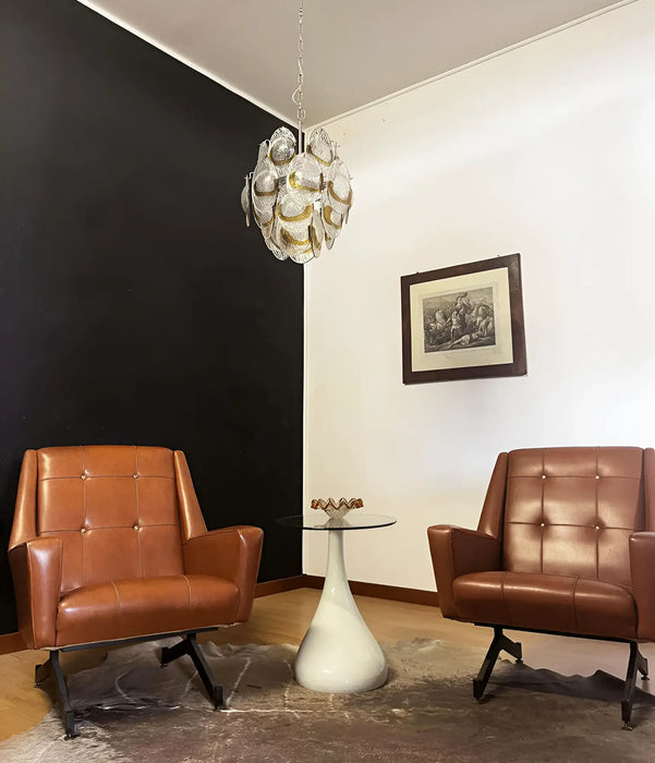 Vintage Murano Transparent Amber Chandelier-DWHOME
