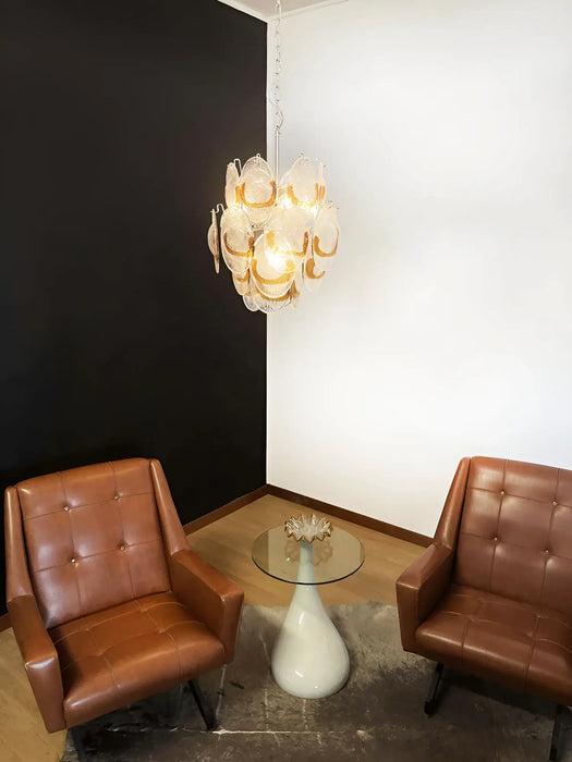 Vintage Murano Transparent Amber Chandelier-DWHOME
