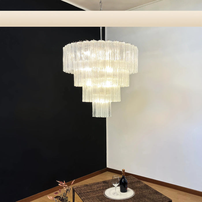 Vintage Murano Transparent Glass Chandelier-DWHOME