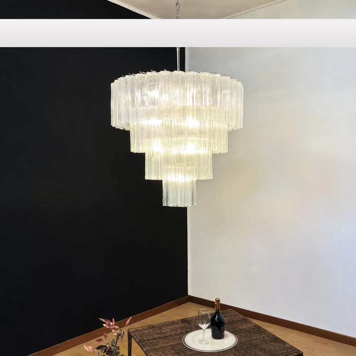 Vintage Murano Transparent Glass Chandelier-DWHOME
