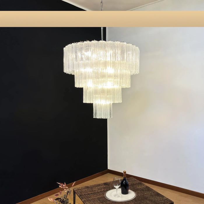 Vintage Murano Transparent Glass Chandelier-DWHOME