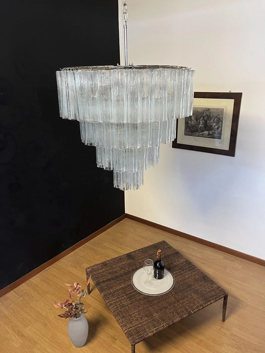 Vintage Murano Transparent Glass Chandelier-DWHOME