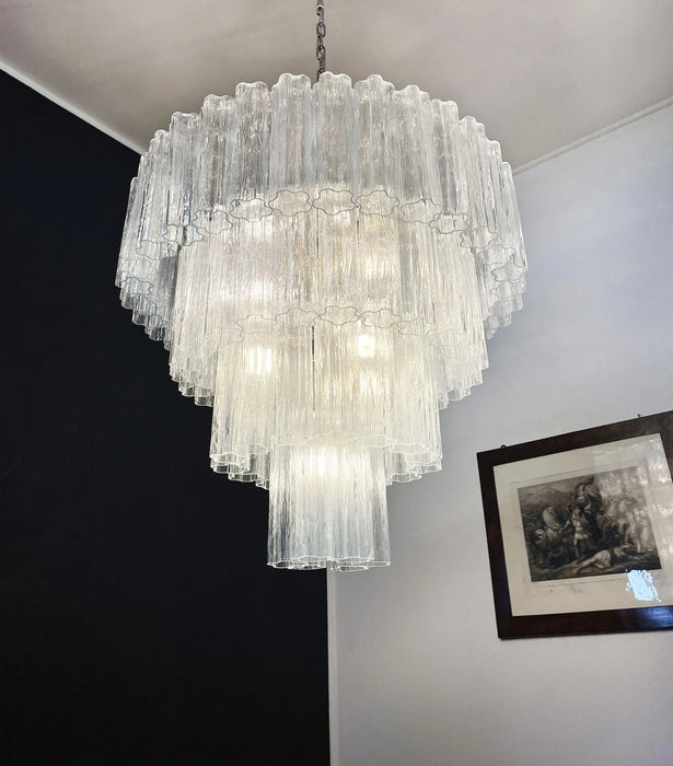 Vintage Murano Transparent Glass Chandelier-DWHOME