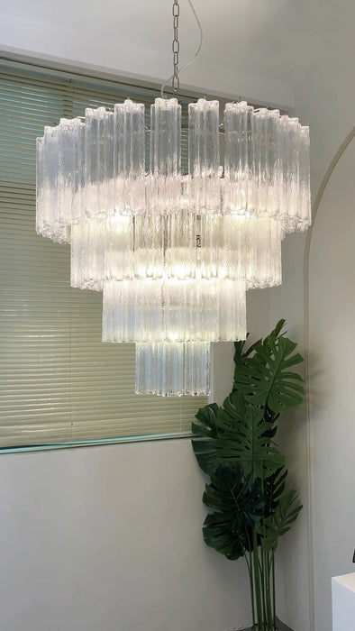 Vintage Murano Transparent Glass Chandelier-DWHOME