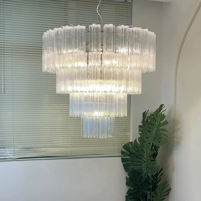 Vintage Murano Transparent Glass Chandelier-DWHOME