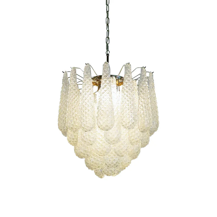 Vintage Murano Transparent Glass Petals Chandelier-DWHOME