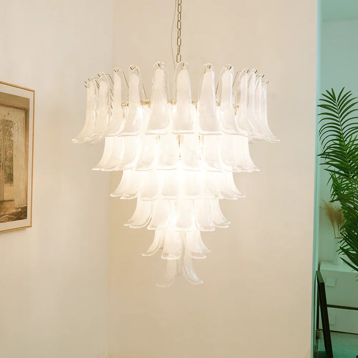 Vintage Murano Transparent Glass Petals Chandelier-DWHOME
