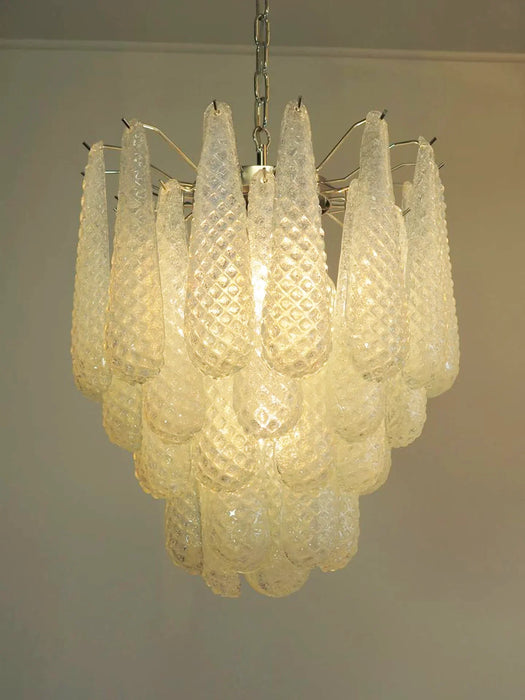 Vintage Murano Transparent Glass Petals Chandelier-DWHOME