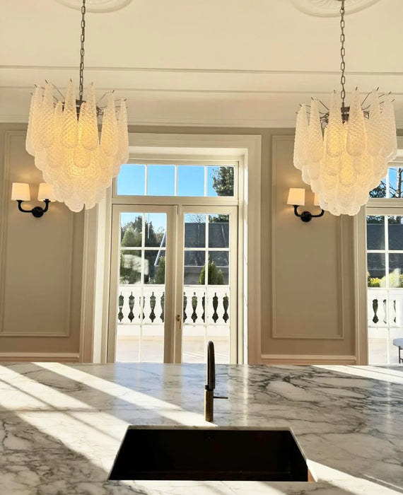 Vintage Murano Transparent Glass Petals Chandelier-DWHOME