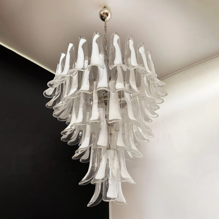 Vintage Murano Transparent Glass Petals Chandelier-DWHOME