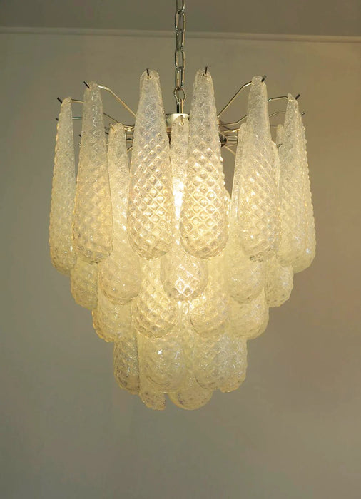 Vintage Murano Transparent Glass Petals Chandelier-DWHOME