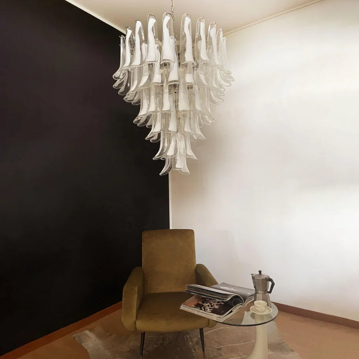 Vintage Murano Transparent Glass Petals Chandelier-DWHOME
