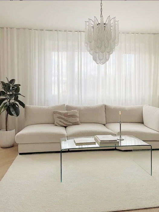 Vintage Murano Transparent Glass Petals Chandelier-DWHOME