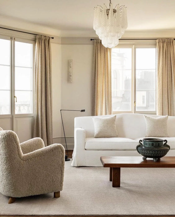 Vintage Murano Transparent Glass Petals Chandelier-DWHOME