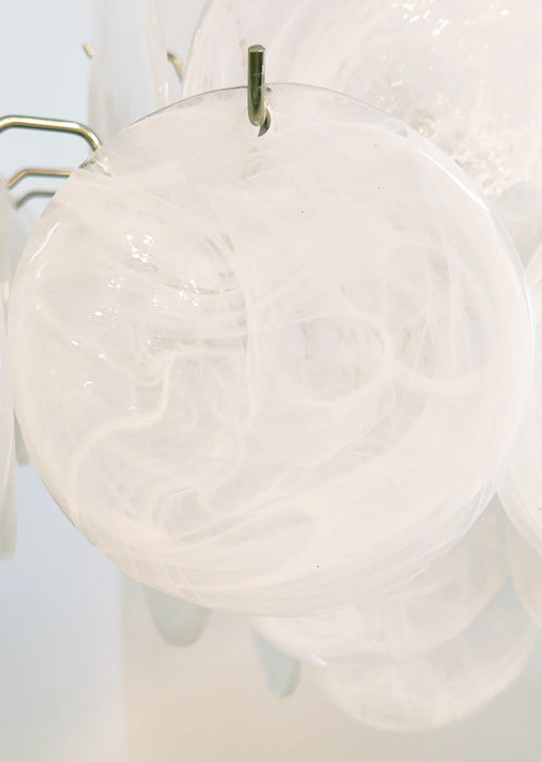 Vintage Murano White Disks Chandelier