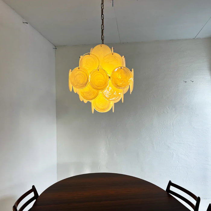 Vintage Murano White Disks Chandelier