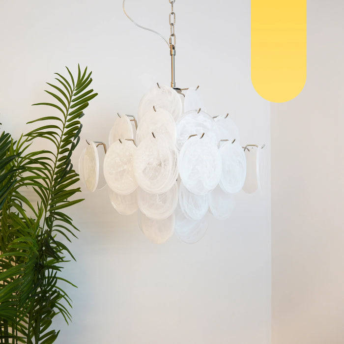 Vintage Murano White Disks Chandelier