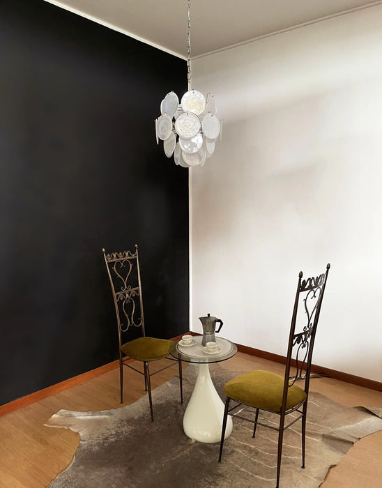 Vintage Murano White Glass Disks Chandelier-DWHOME