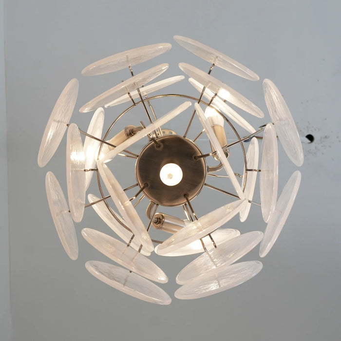 Vintage Murano White Glass Disks Chandelier-DWHOME