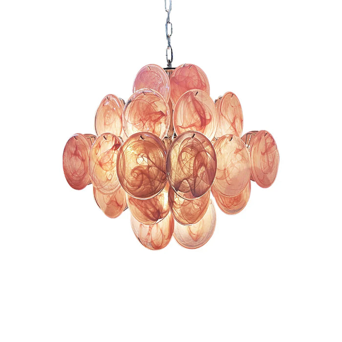 Vintage Murano Pink Disks Chandelier