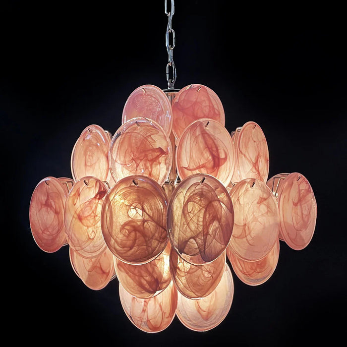 Vintage Murano Pink Disks Chandelier