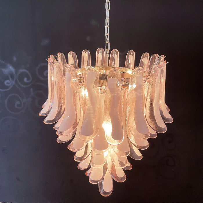 Vintage Pink Murano Glass Petals Chandelier